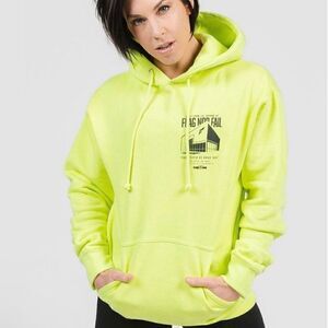 Flag Nor Fail Unisex New Warehouse Hoodie in Neon Yellow/Green Size Small